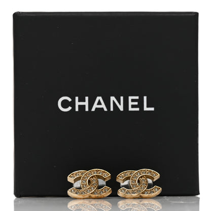 Chanel Crystal CC Earrings Gold 5 of 5