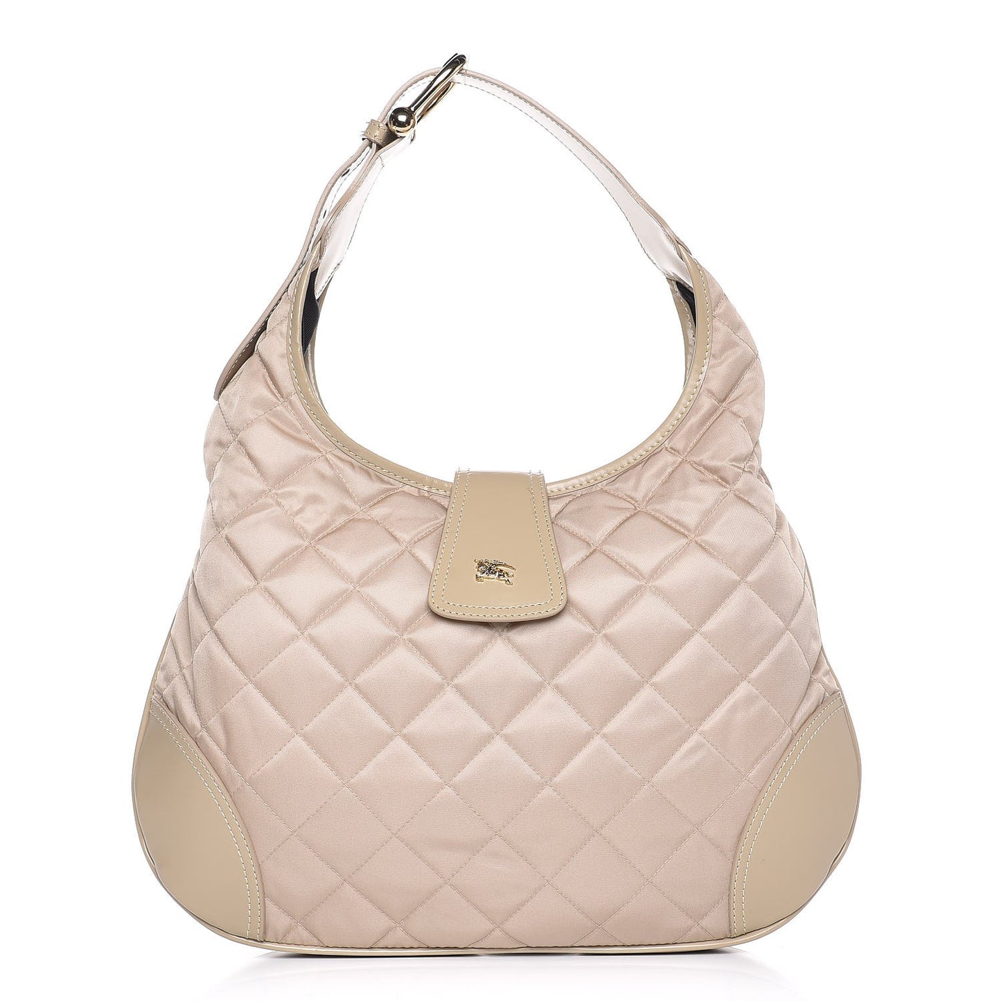 Nylon Quilted Patent Brook Hobo Beige