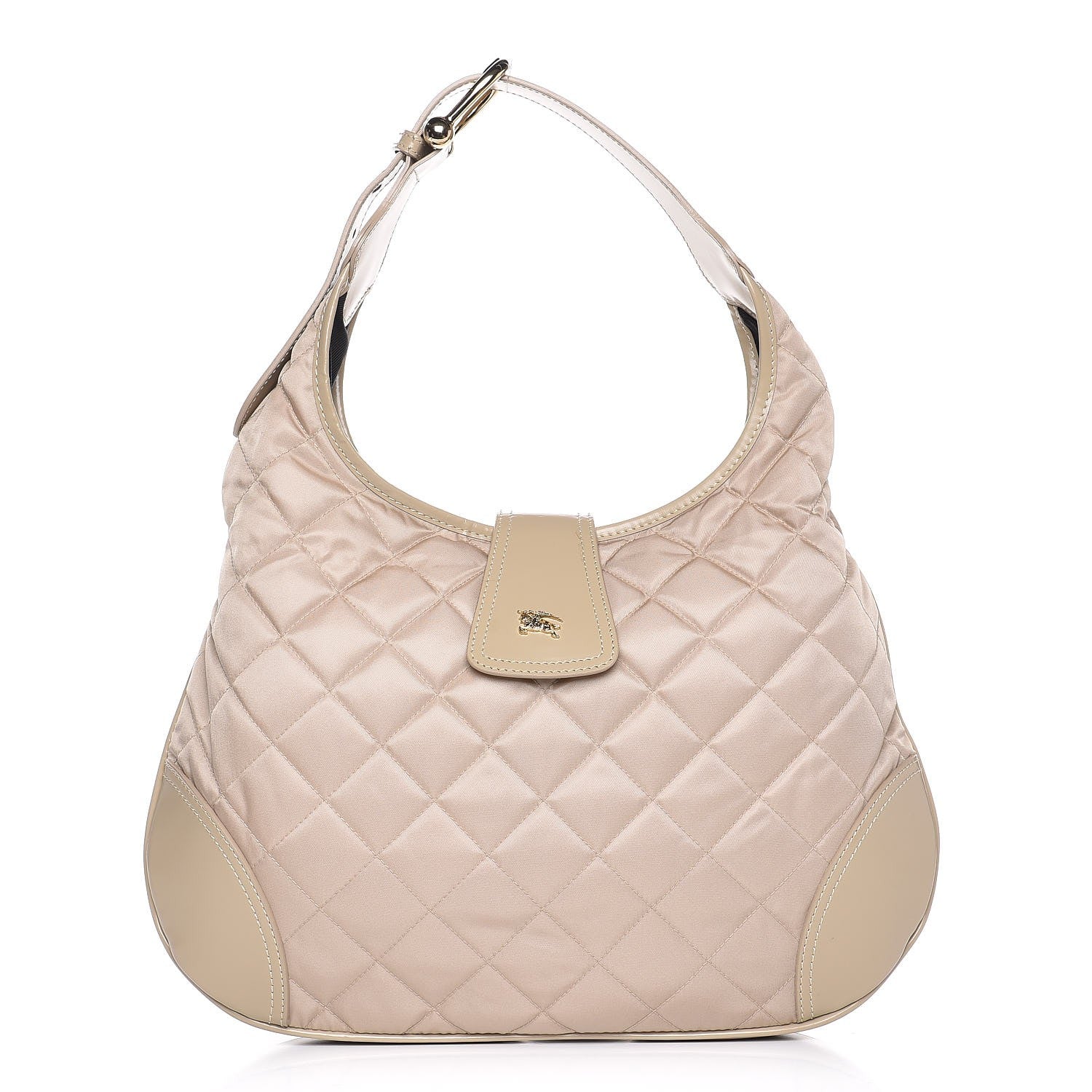 Burberry Nylon Quilted Patent Brook Hobo Beige 1 of 8