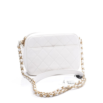 Chanel Calfskin Quilted Enchained Camera Case Bag White 2 of 10
