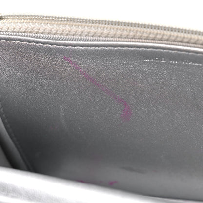 Chanel Metallic Lambskin Quilted Wallet On Chain WOC Silver 13 of 26