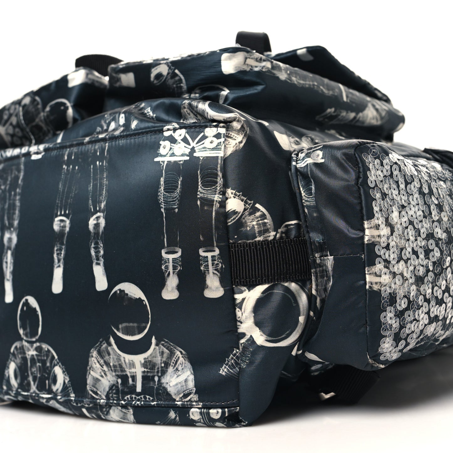 Sequin Nylon Lambskin Astronaut Essentials Backpack Black White