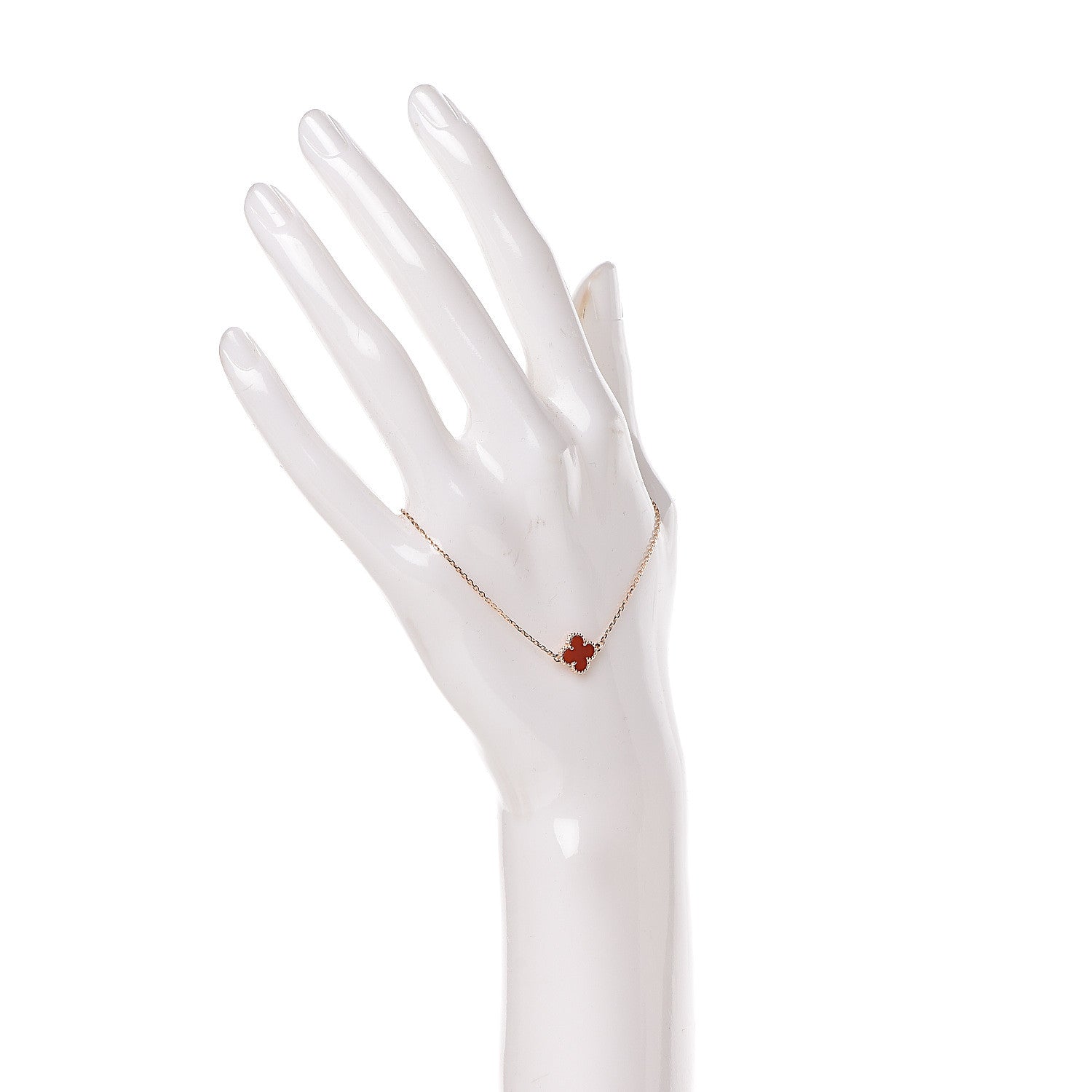Van Cleef & Arpels 18K Rose Gold Carnelian Sweet Alhambra Bracelet 2 of 6