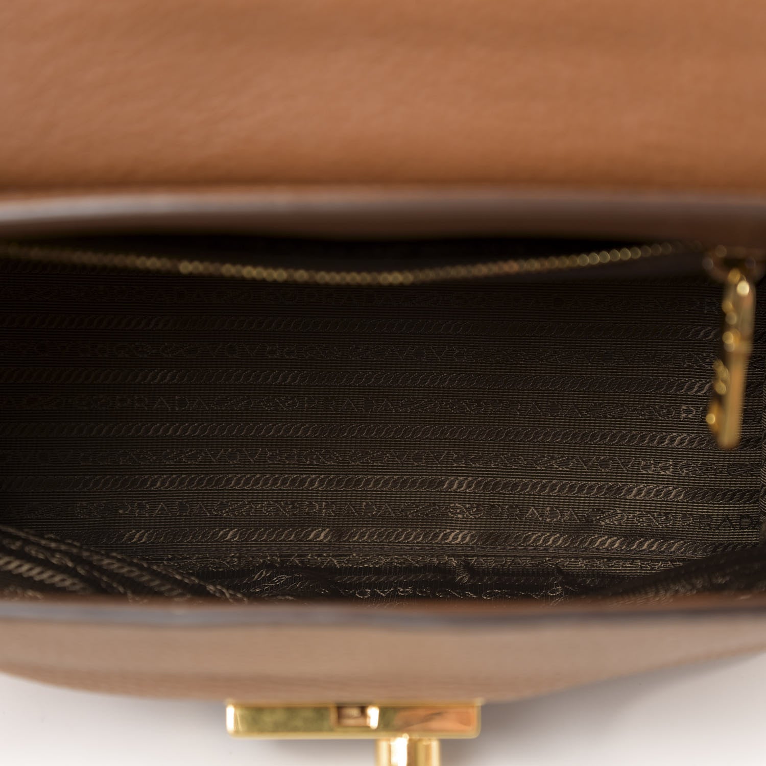 Prada Vitello Daino Sound Twin Pocket Satchel Brandy 5 of 10