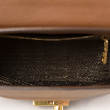 Prada Vitello Daino Sound Twin Pocket Satchel Brandy 5 of 10