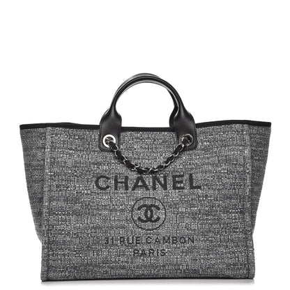 Chanel Canvas Large Deauville Tote Charcoal 1 of 8