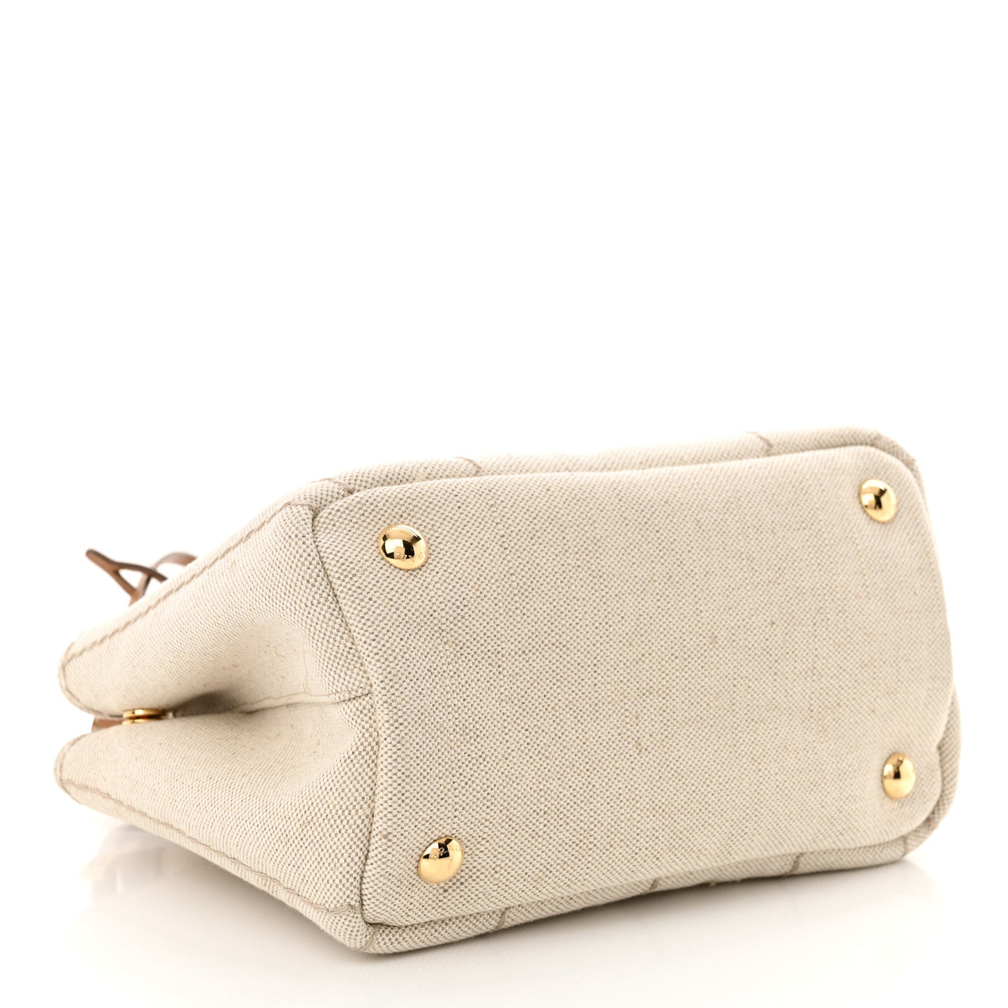 Linen Vitello Mini Logo Tote Natural