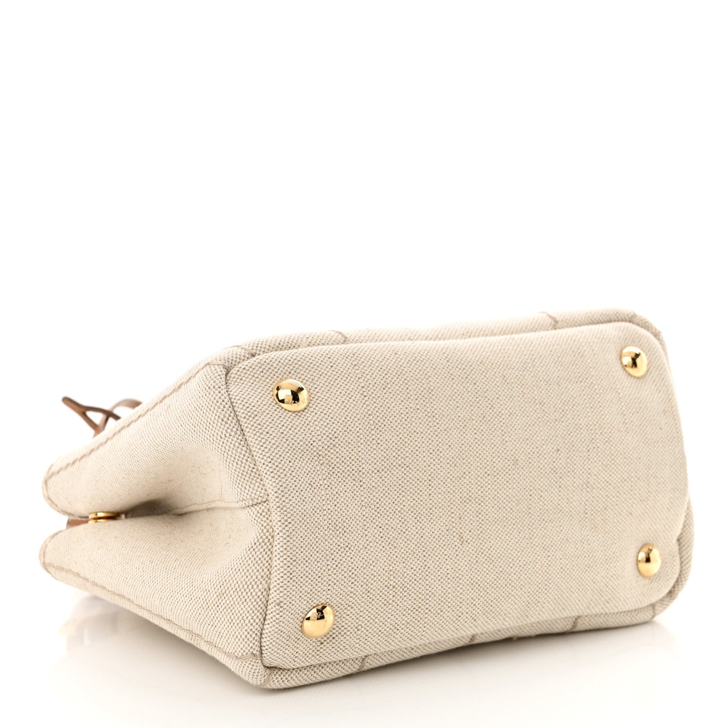 Prada Linen Vitello Mini Logo Tote Natural 4 of 10