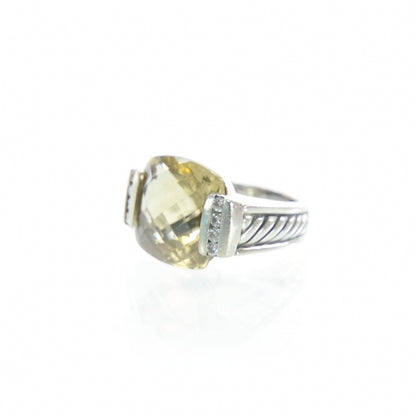 David Yurman Sterling Silver Diamond Citrine Ring 6.5 1 of 5