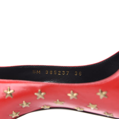 Saint Laurent Calfskin Star Studded Pumps 36 Red 8 of 8