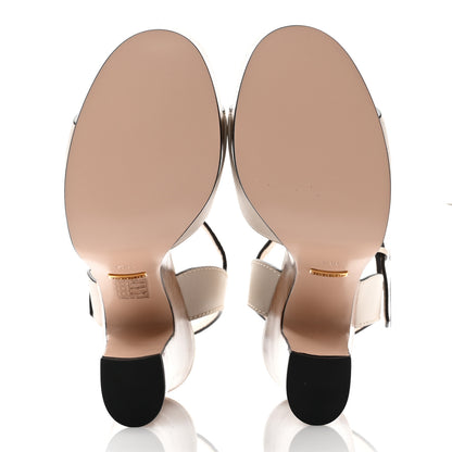 Gucci Cosmos Softy Calfskin Wooden Interlocking G Cut-Out 30/120mm Platform Sandals 38.5 Mystic White 5 of 8