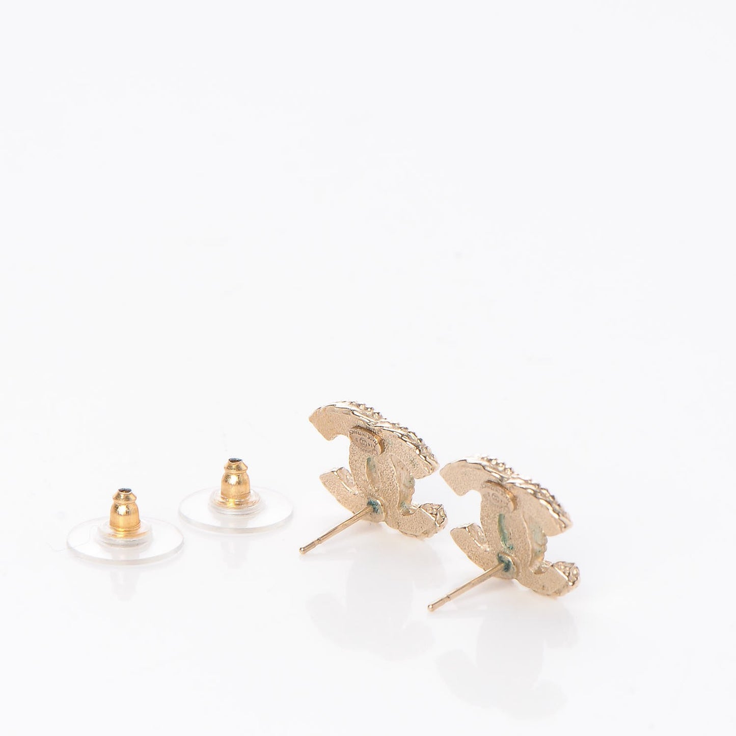 Enamel CC Earrings Ivory Gold