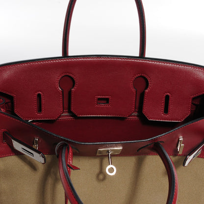 Hermes Toile Swift Birkin 30 Rouge H 24 of 24