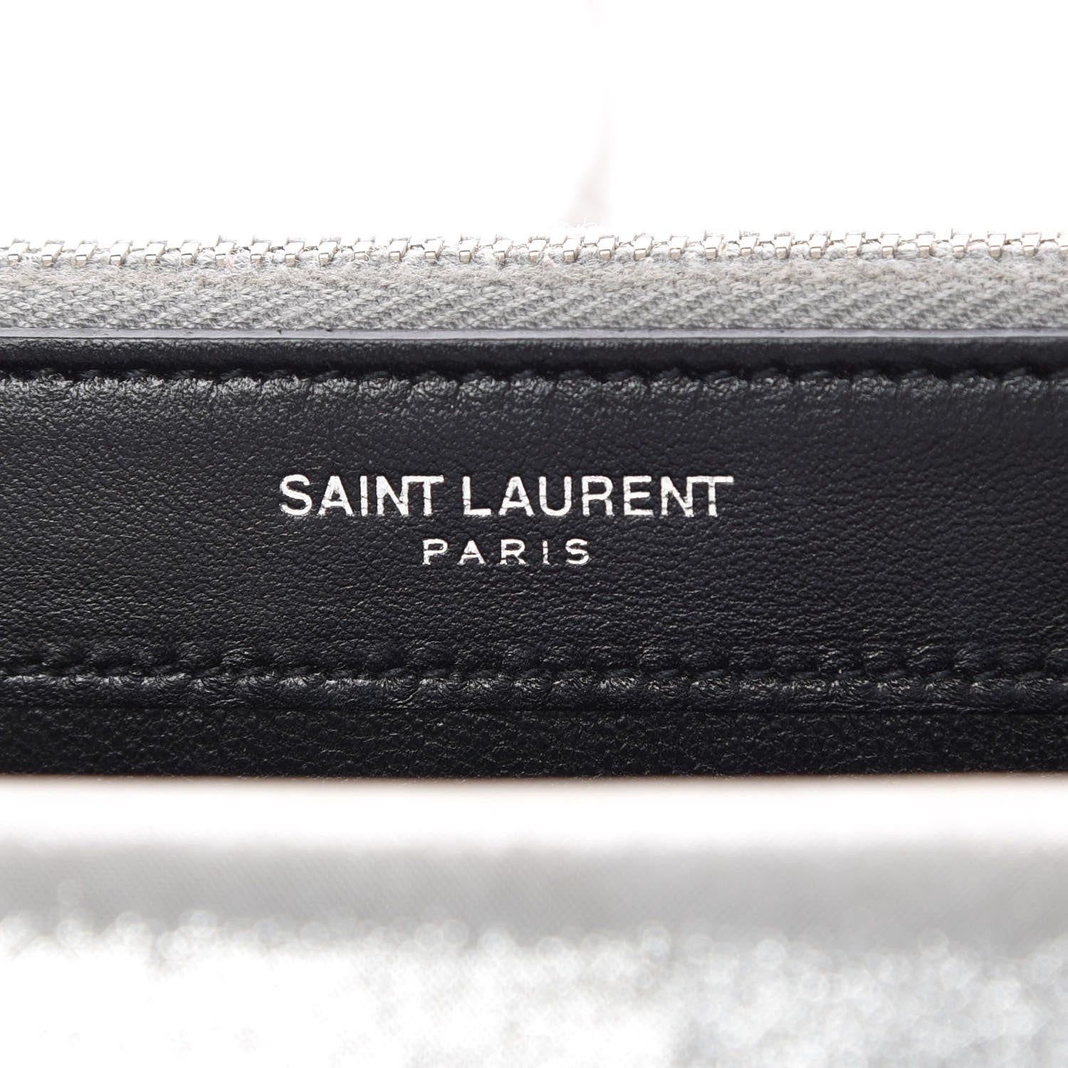Saint Laurent Metallic Fabric Monogram Envelope Chain Wallet Silver 8 of 13