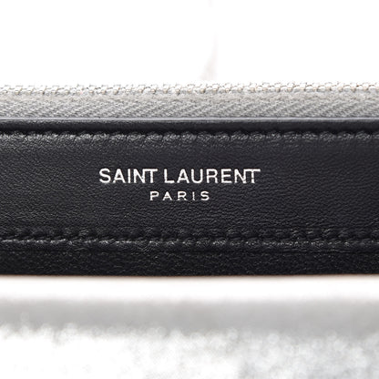Saint Laurent Metallic Fabric Monogram Envelope Chain Wallet Silver 8 of 13