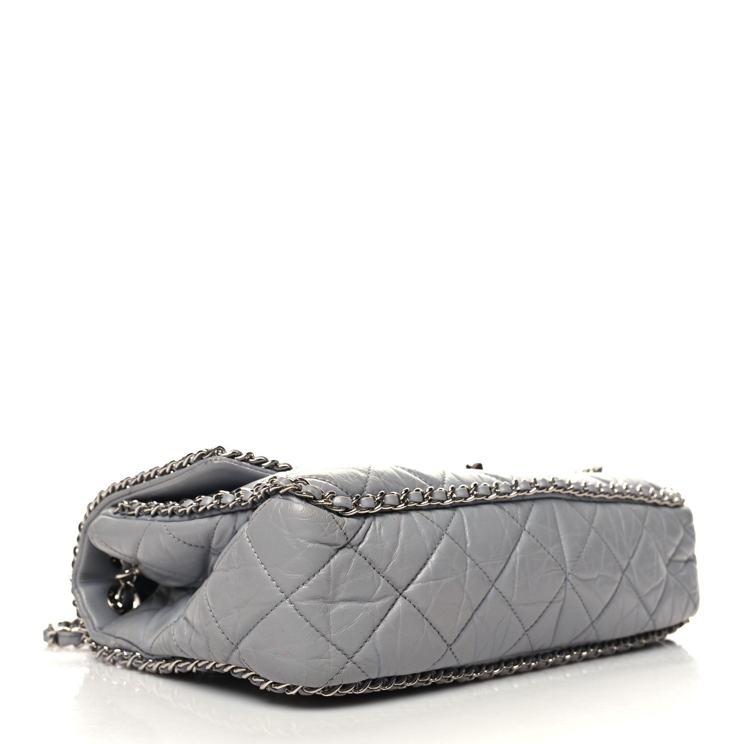 Chanel Crumpled Calfskin Large Chain All Over Flap Grey 4 of 13