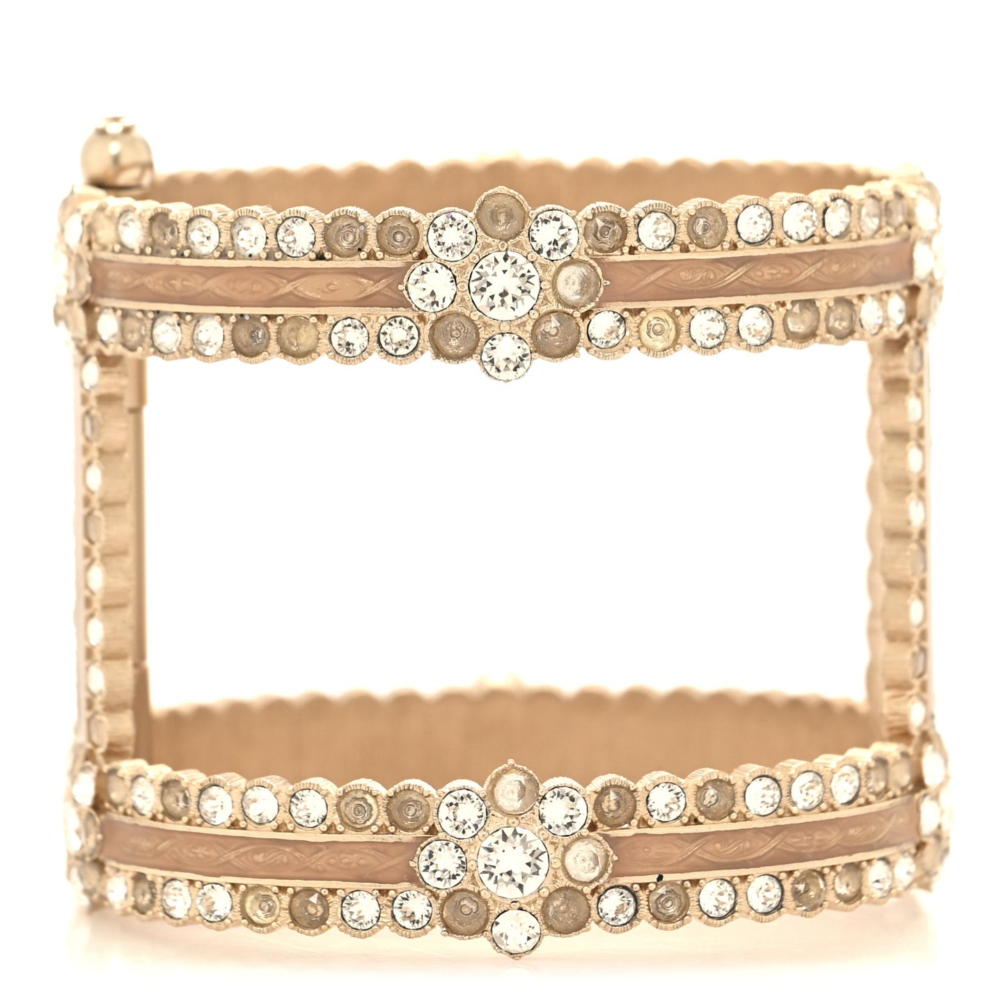 Crystal Enamel CC Paris Salzburg Hinged Cuff Bracelet Gold