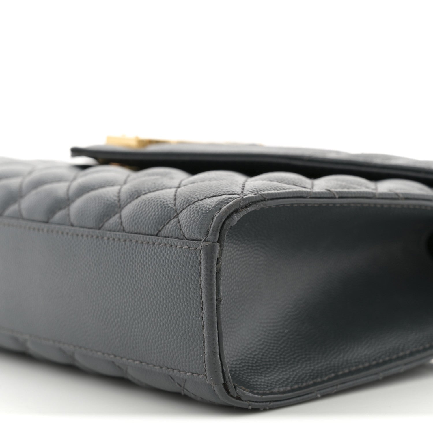 Saint Laurent Grain De Poudre Textured Mixed Matelasse Triquilt Medium Monogram Satchel Dark Tea 10 of 11