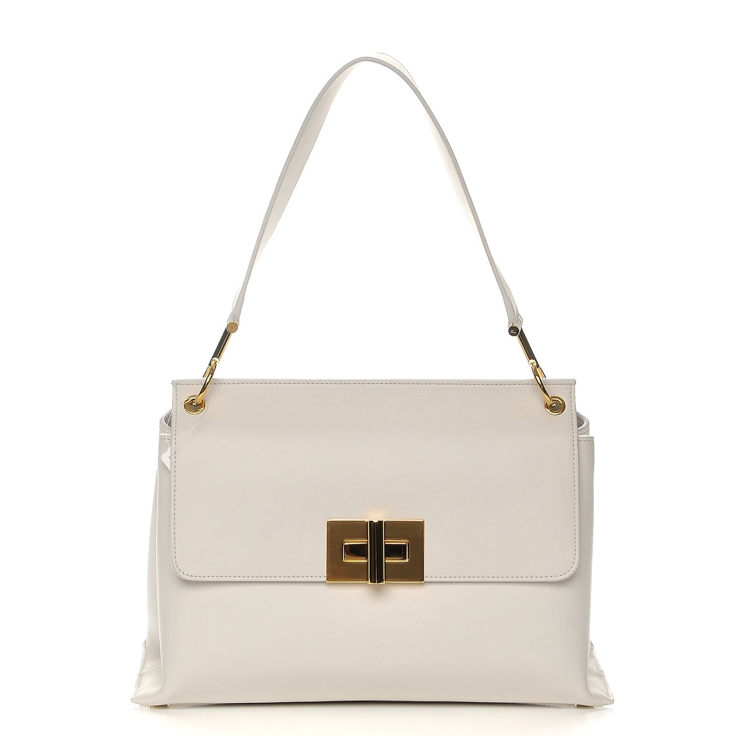 Calfskin Natalia Handle Shoulder Bag Chalk