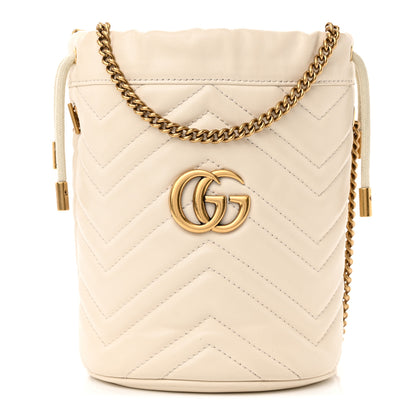 Gucci Calfskin Matelasse Mini GG Marmont 2.0 Bucket Bag White 1 of 14