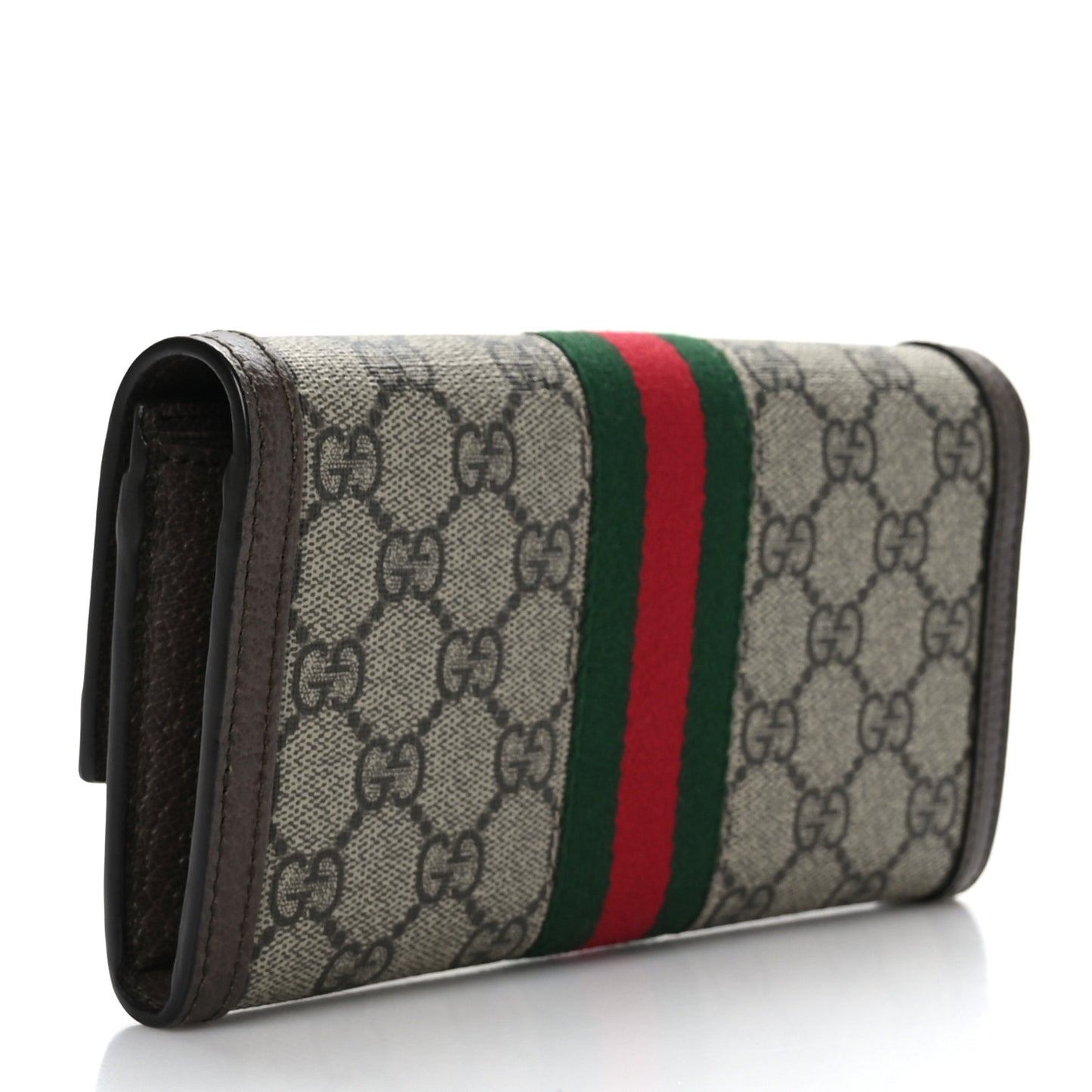 GG Supreme Monogram Web Ophidia Continental Wallet Brown