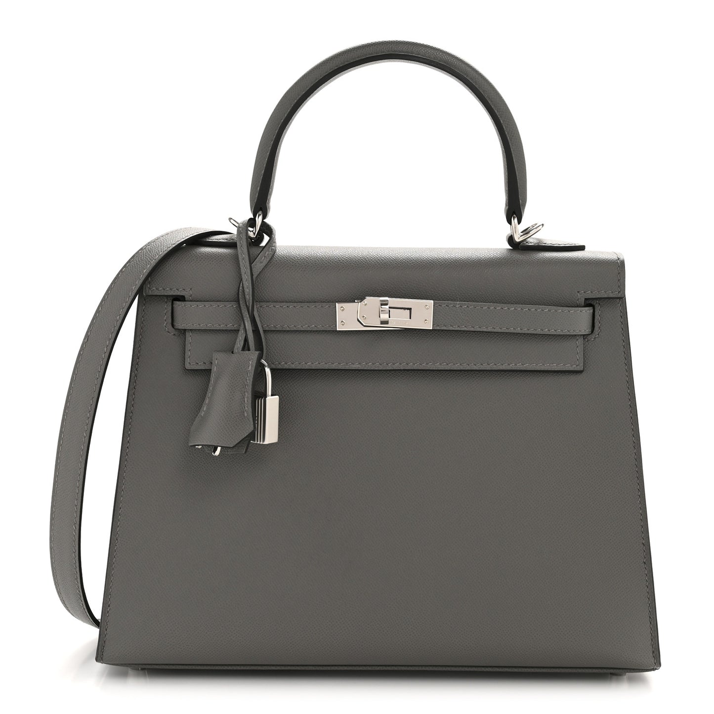 Madame Calfskin Kelly Sellier 25 Gris Meyer