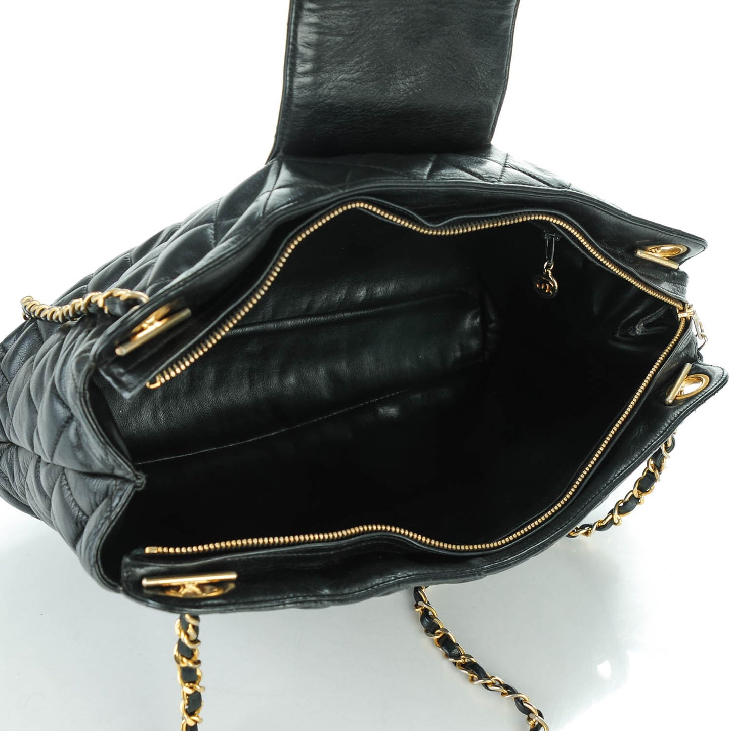 Lambskin Quilted Shoulder Bag Black