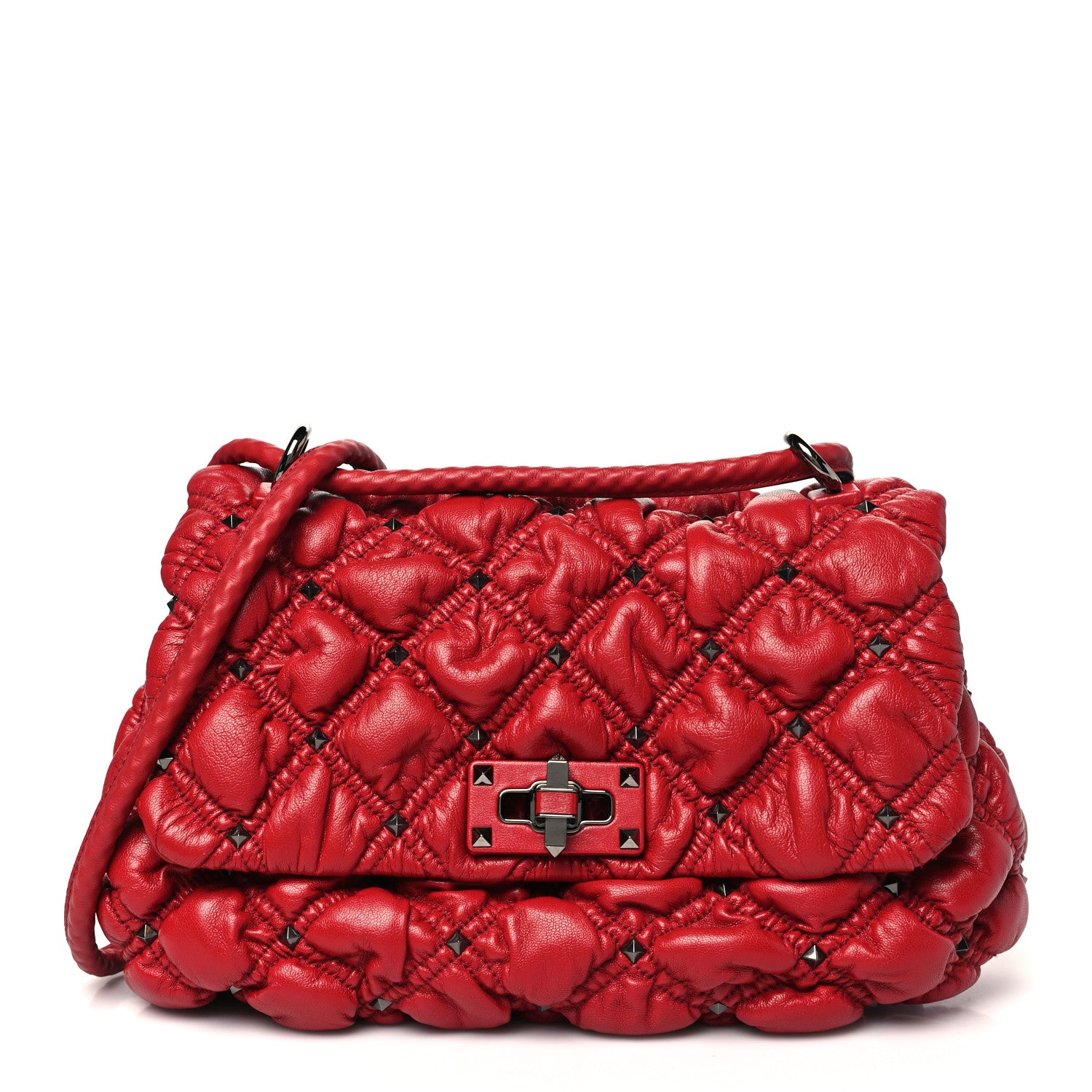 Valentino Garavani Nappa Medium Spikeme Shoulder Bag Red 1 of 8