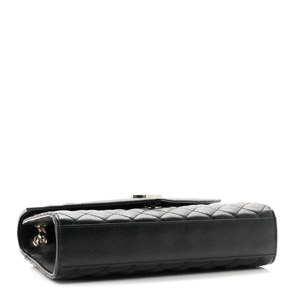 Saint Laurent Grain De Poudre Textured Mixed Matelasse Triquilt Medium Monogram Satchel Black 4 of 11
