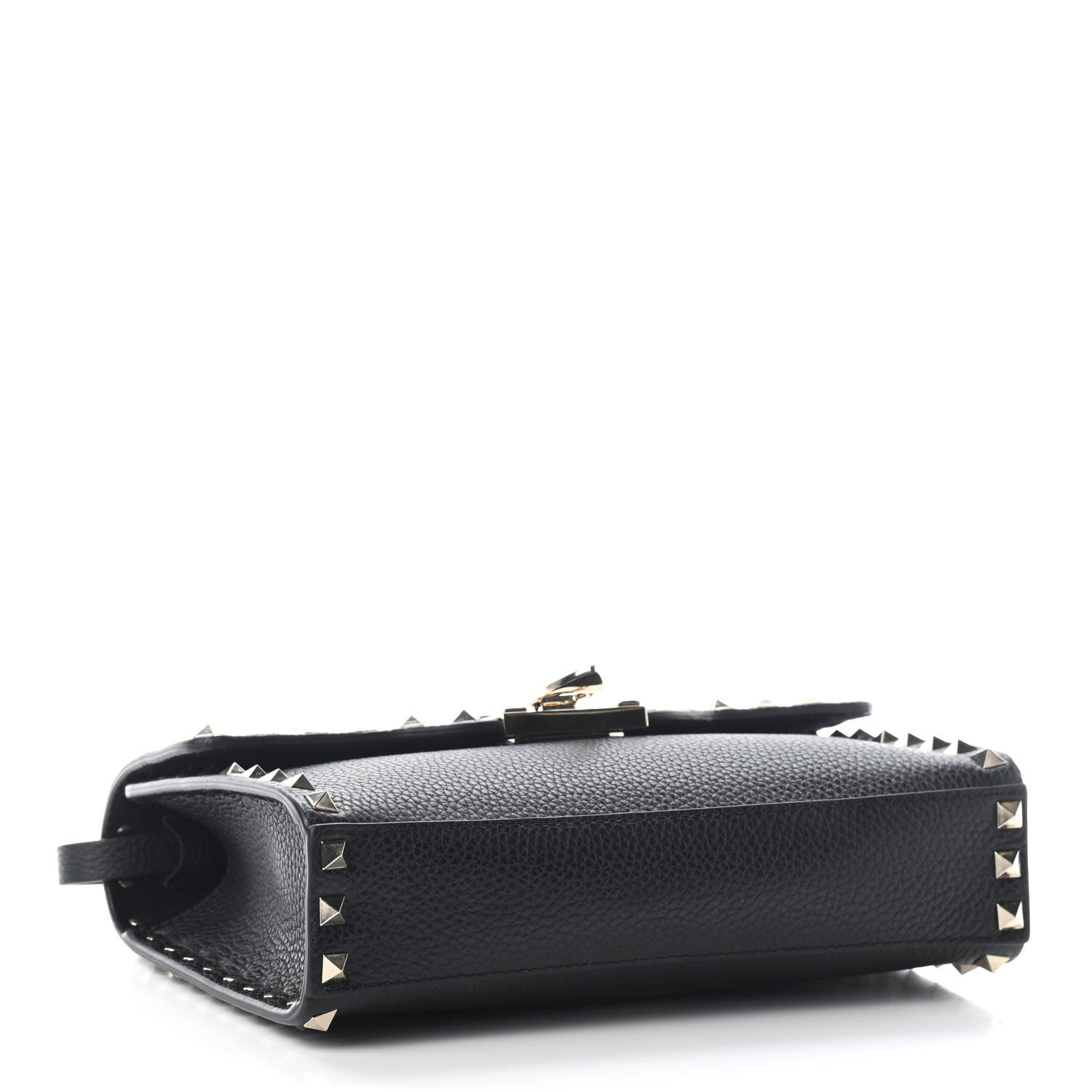 Valentino Garavani Pebbled Calfskin Medium Rockstud Flip Lock Crossbody Bag Black 4 of 8