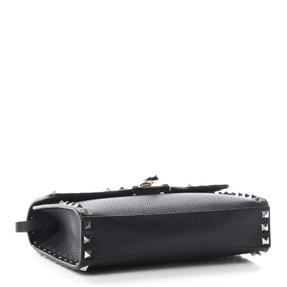 Valentino Garavani Pebbled Calfskin Medium Rockstud Flip Lock Crossbody Bag Black 4 of 8