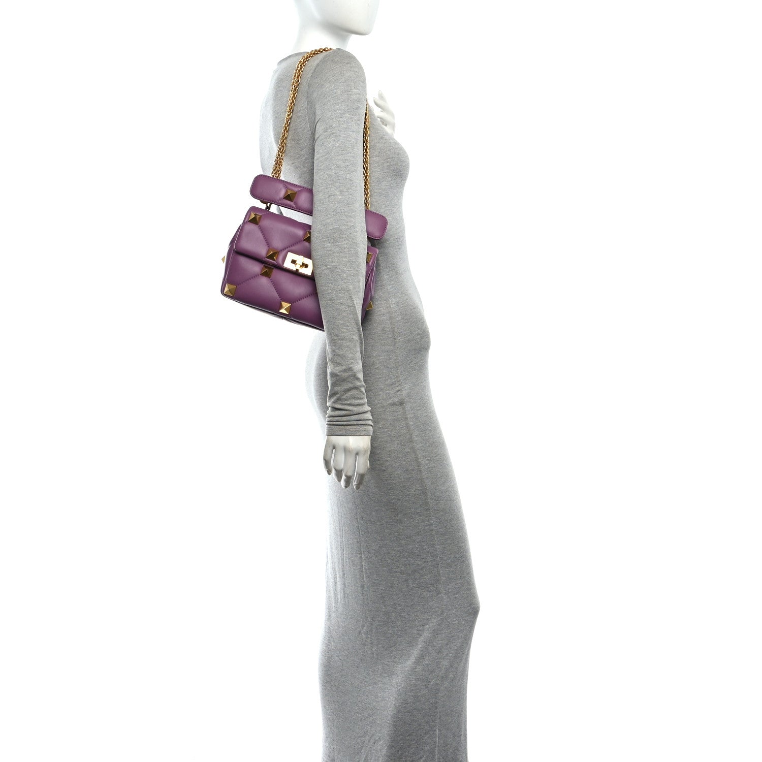 Valentino Garavani Nappa Medium Roman Stud Shoulder Bag Malva 2 of 10