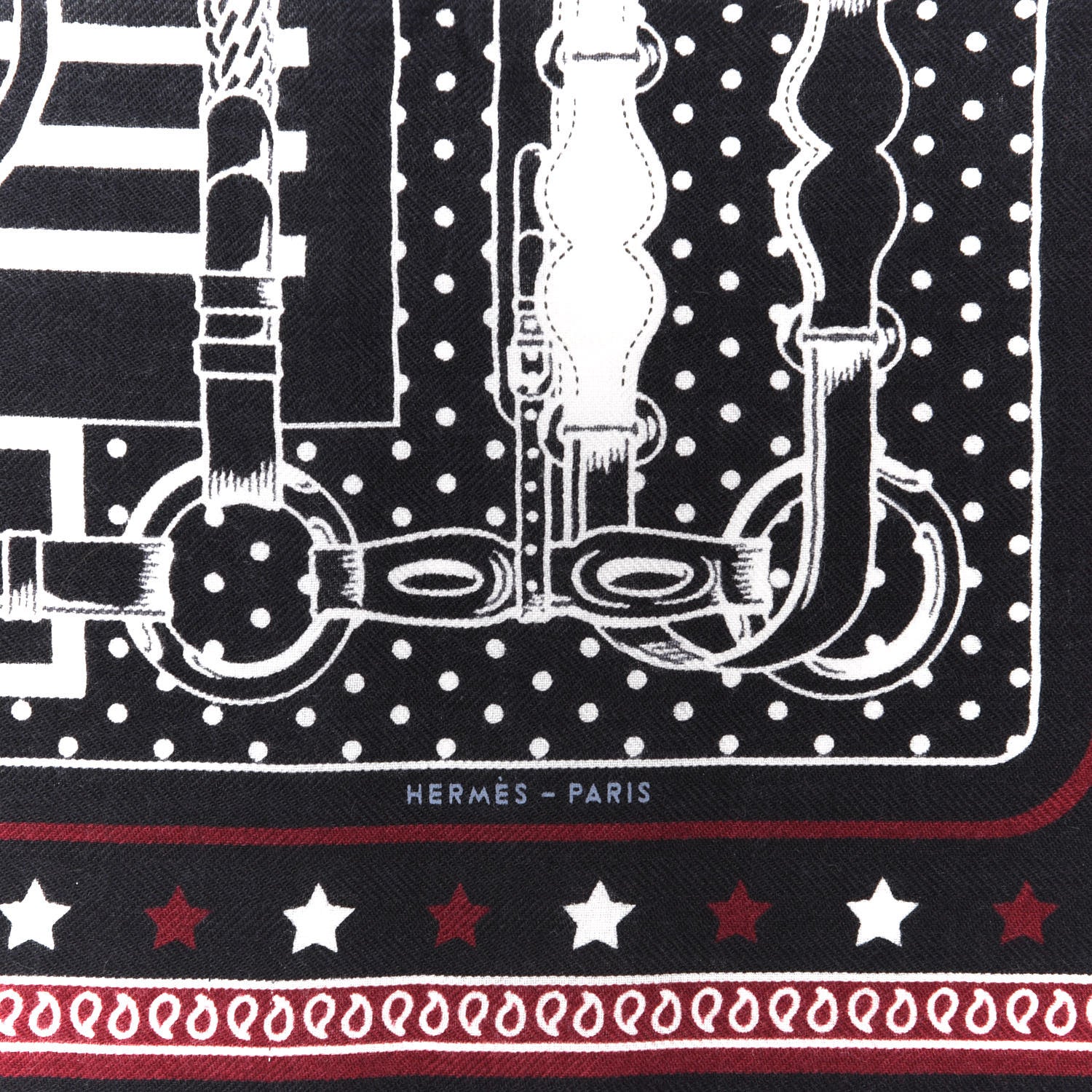 Hermes Cashmere Silk Coaching Bandana Scarf 55 Black Quetsche White 4 of 6