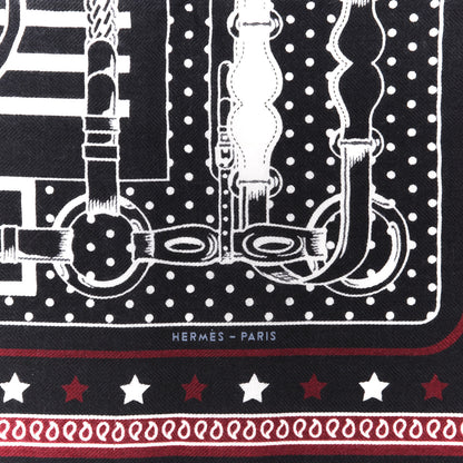 Hermes Cashmere Silk Coaching Bandana Scarf 55 Black Quetsche White 4 of 6