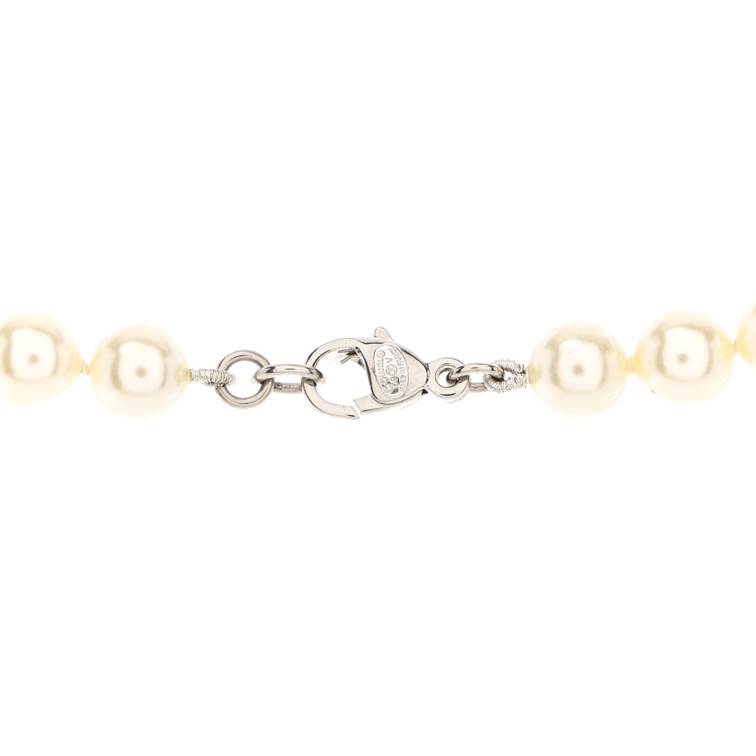 Chanel Crystal Pearl CC Long Necklace Silver 6 of 6