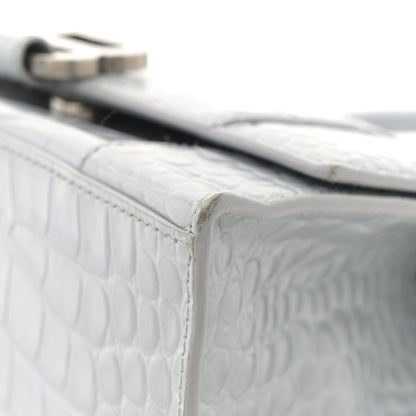 Balenciaga Shiny Calfskin Crocodile Embossed Small Hourglass Top Handle Bag Ash Blue 11 of 12
