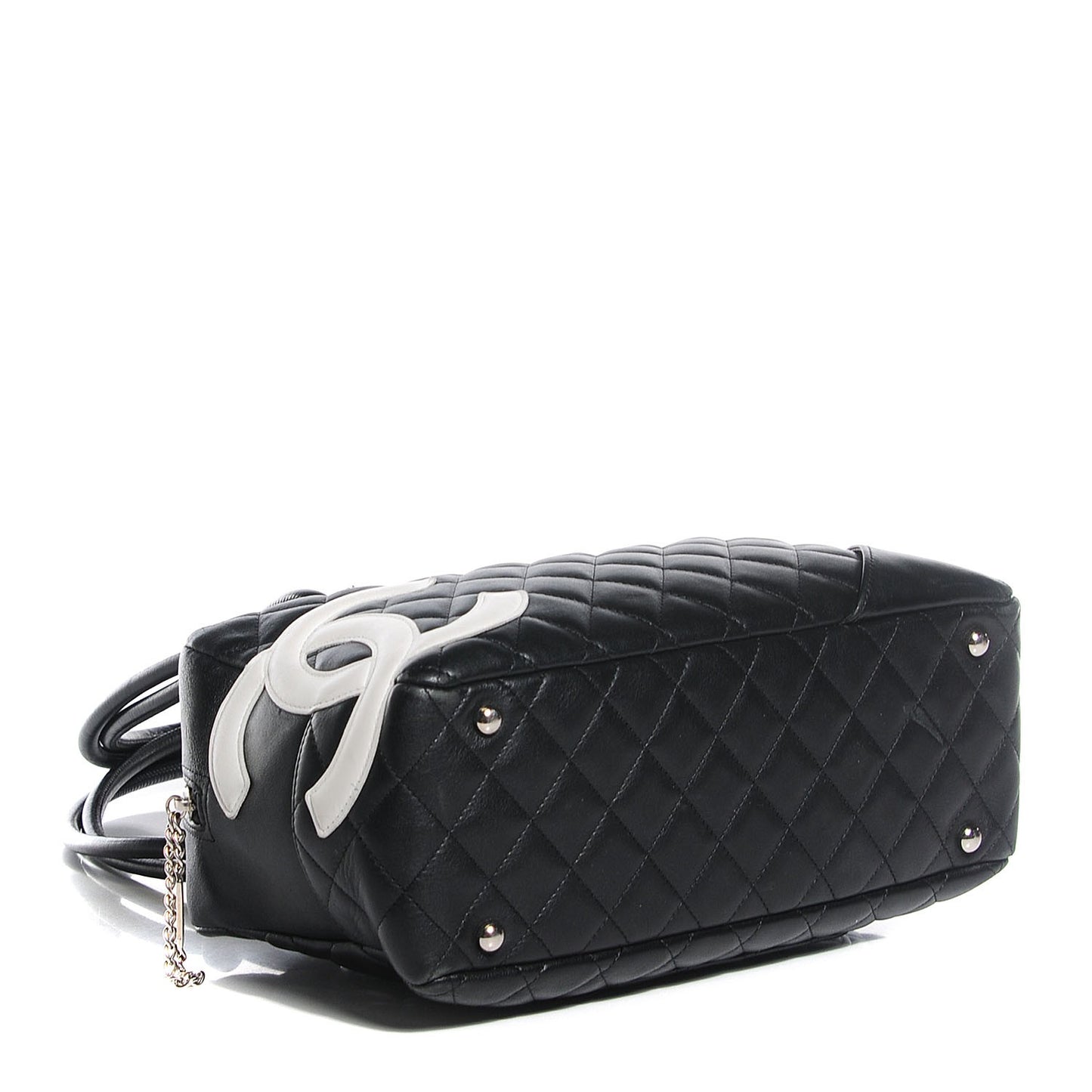 Calfskin Quilted Large Cambon Bowler Black White