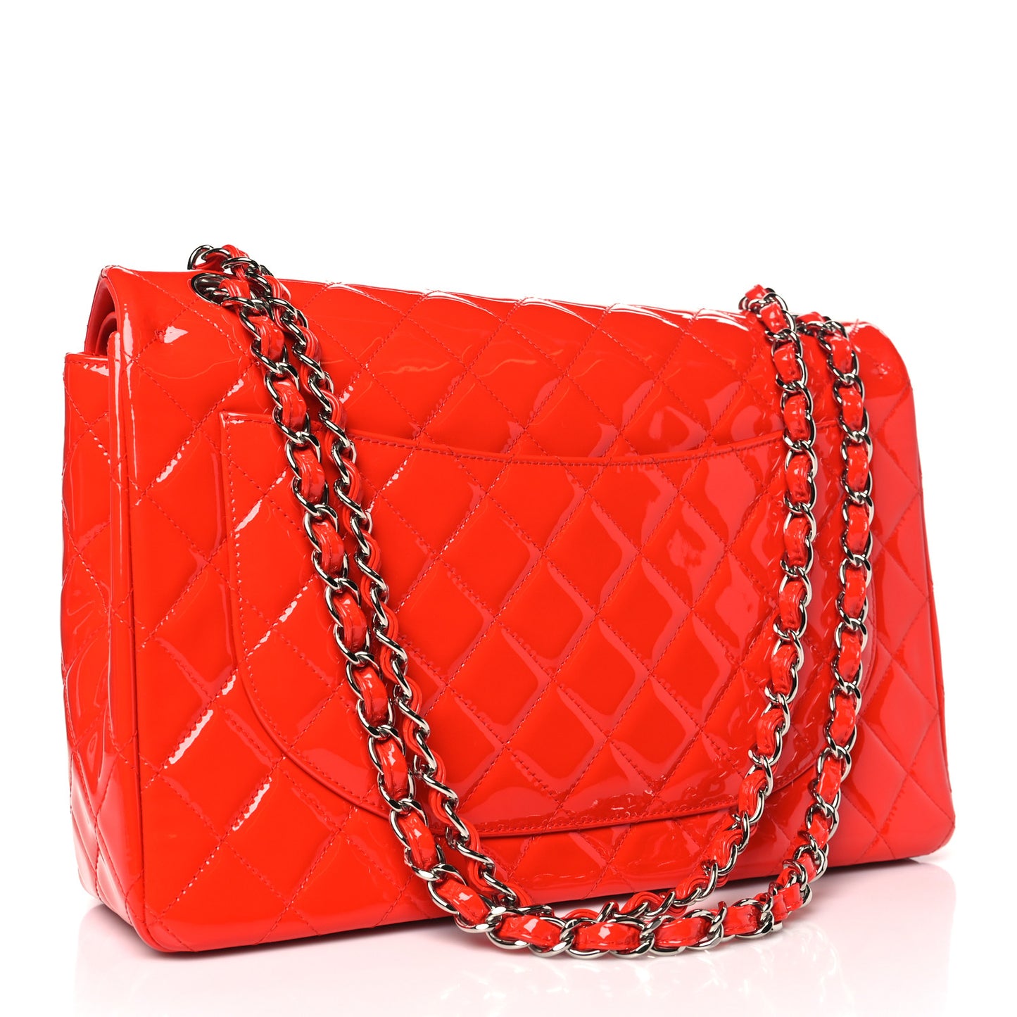 Patent Quilted Maxi Double Flap Red