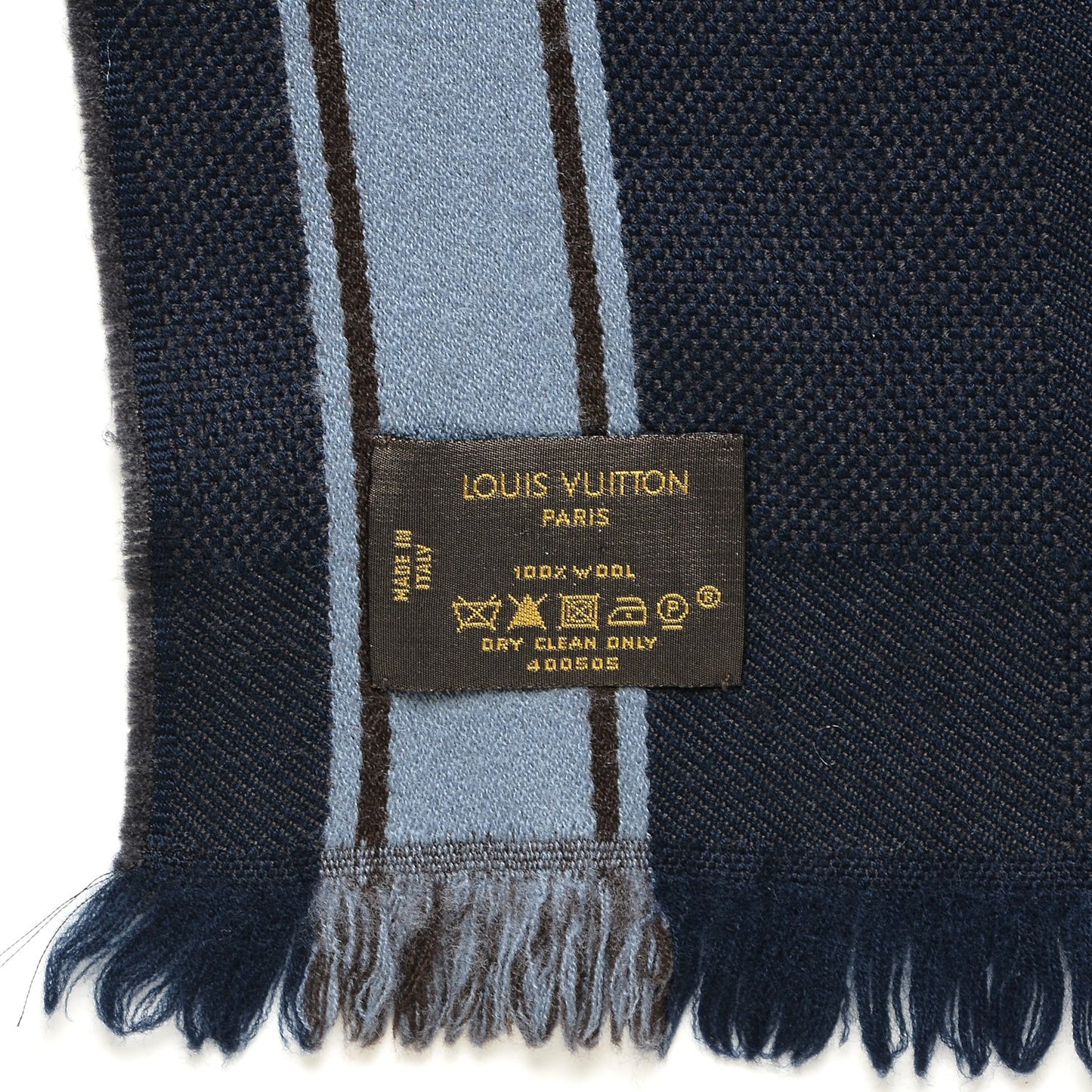 Wool Damier Geant Messager Scarf Navy