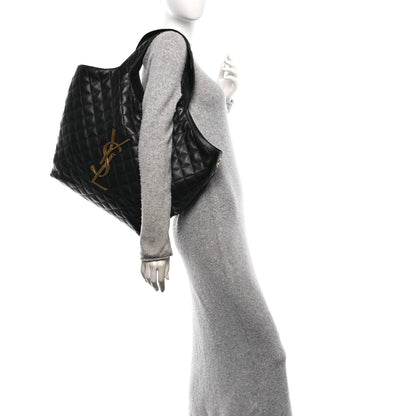 Saint Laurent Lambskin Quilted Maxi Icare Shopping Tote Black 2 of 11