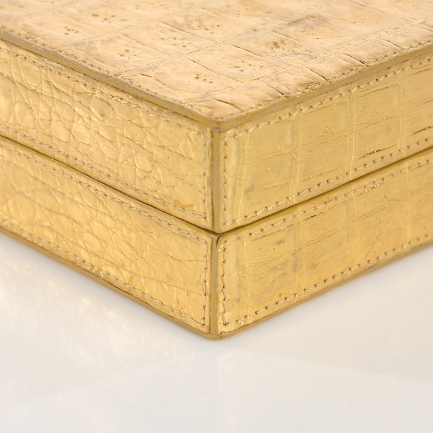 Crocodile Box Clutch Gold