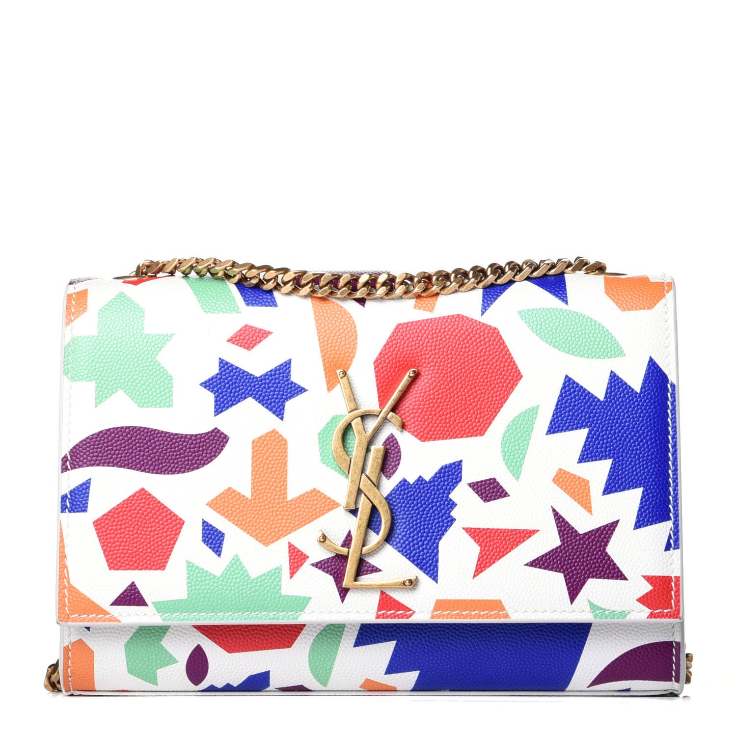 Grain De Poudre Small Classic Monogram Shapes Print Kate Satchel White