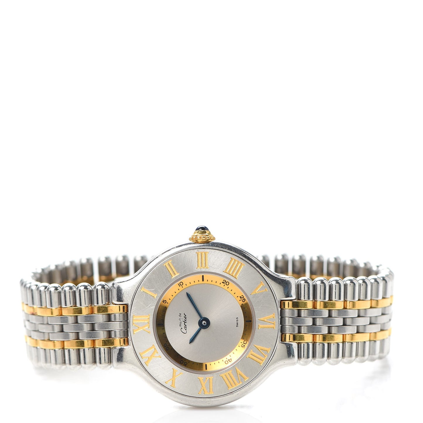 Stainless Steel 18K Yellow Gold 28mm Must De 21 Bullet Link Quartz Watch