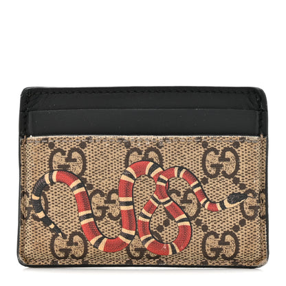 Gucci GG Supreme Monogram Kingsnake Card Holder Beige Black 1 of 12