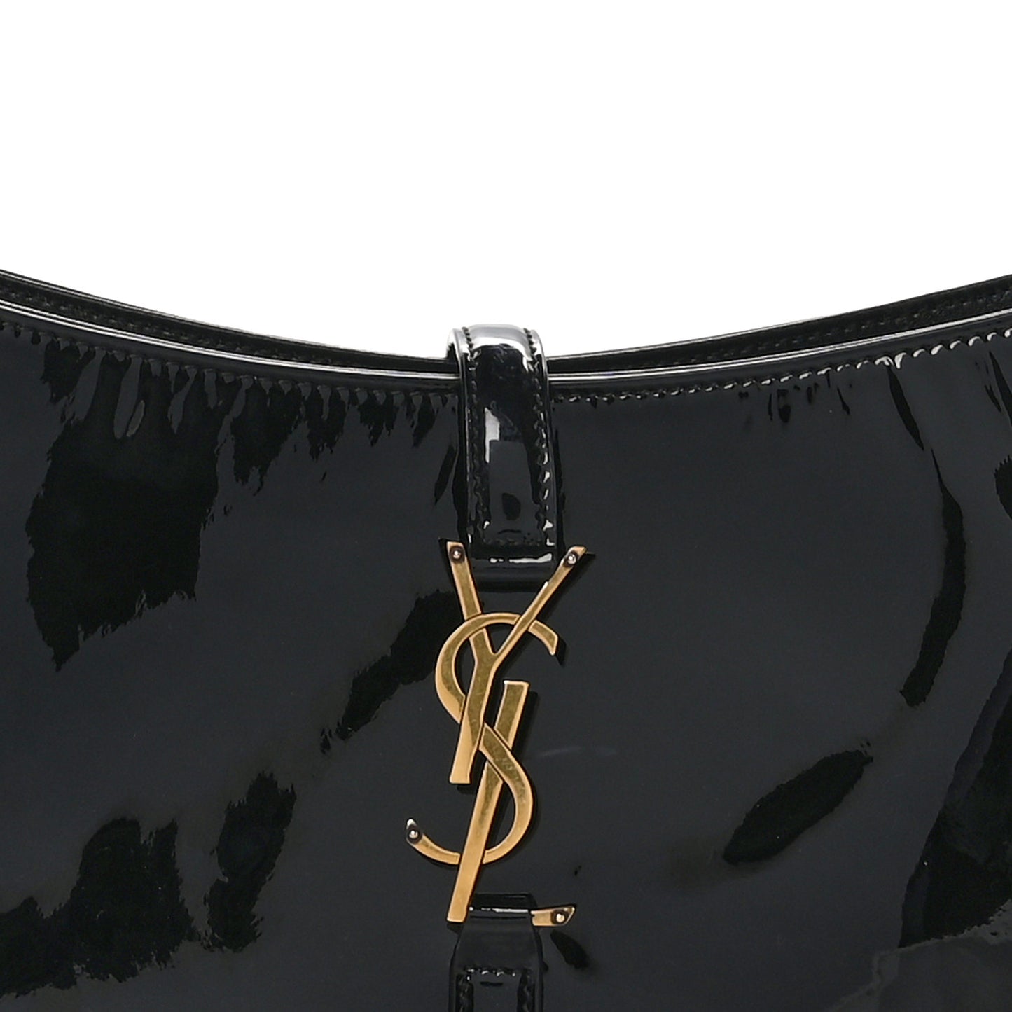 SAINT LAURENT Patent Calfskin Le 5 A 7 Mini Hobo Black