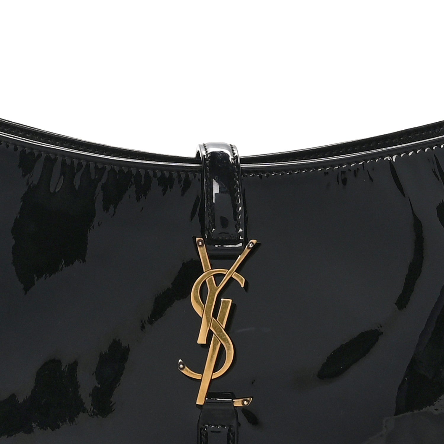 Saint Laurent SAINT LAURENT Patent Calfskin Le 5 A 7 Mini Hobo Black 7 of 9