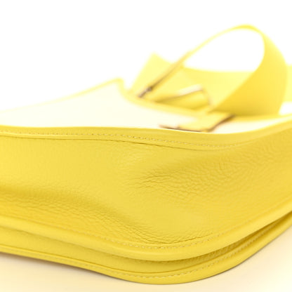 Hermes Toile H Taurillon Clemence Evelyne III PM Ecru Citron Lime 10 of 11