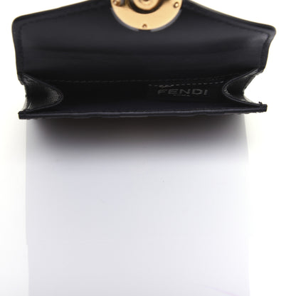 Fendi Vitello Liberty F is Fendi Bi-Color FF 1974 Embossed Micro Tri-Fold Envelope Wallet Maya Black 5 of 13