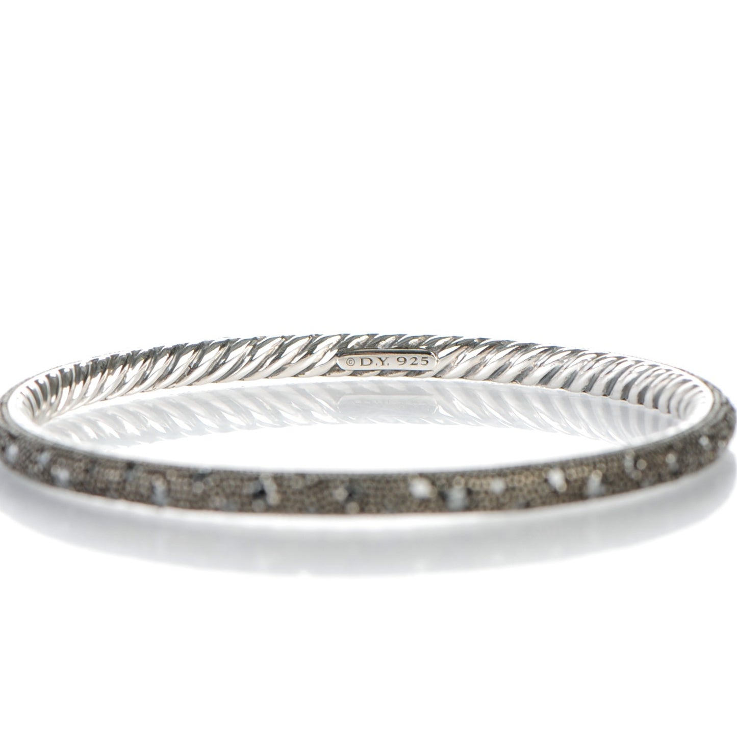 Sterling Silver Black Diamond 4mm Midnight Melange Bangle Bracelet