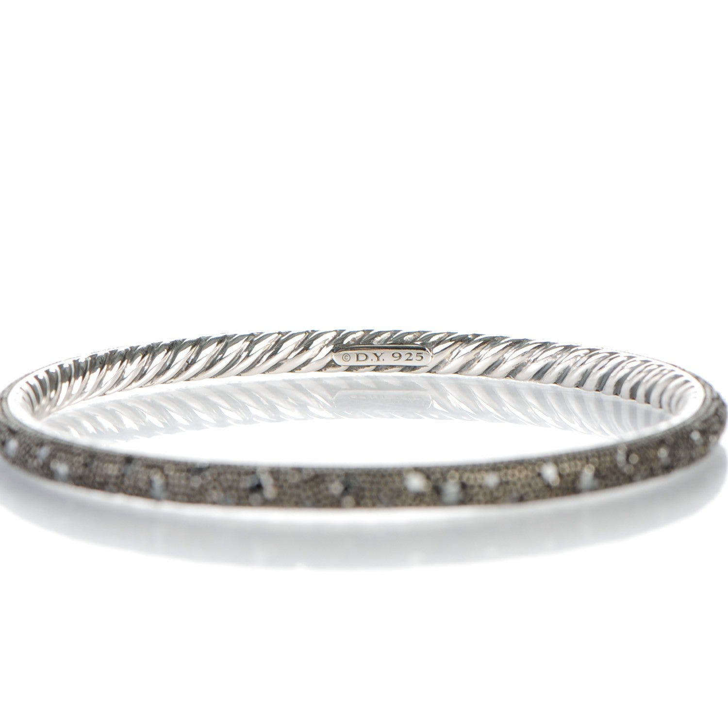 David Yurman Sterling Silver Black Diamond 4mm Midnight Melange Bangle Bracelet 4 of 4